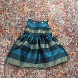 The Children's Place Green and Gold Striped Dress/Size: 3T